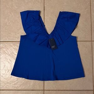 Crown & ivy Royal Blue Ruffled Blouse